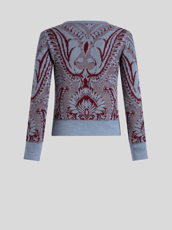 Shop Etro Wool Jacquard Sweater In Burgundy