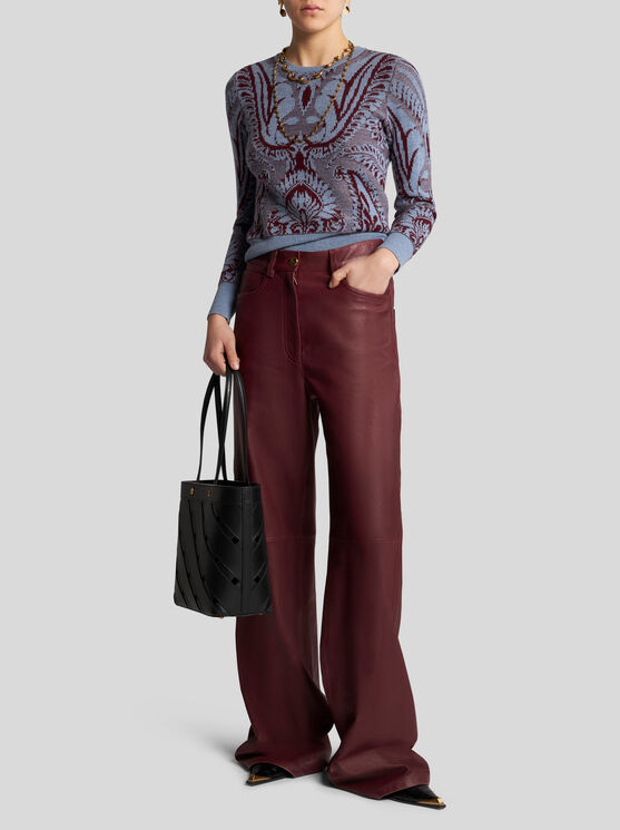 Shop Etro Wool Jacquard Sweater In Burgundy