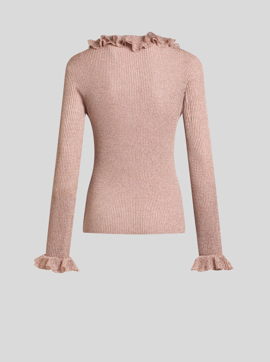 Etro Metallic Top With Flounces In Rosa