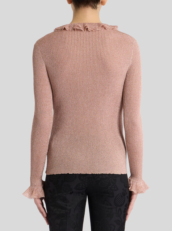 Etro Metallic Top With Flounces In Rosa