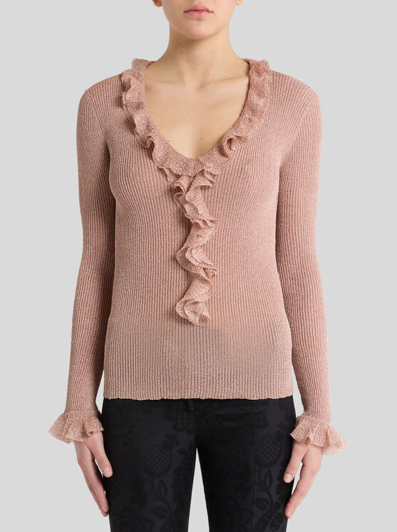 Etro Metallic Top With Flounces In Rosa
