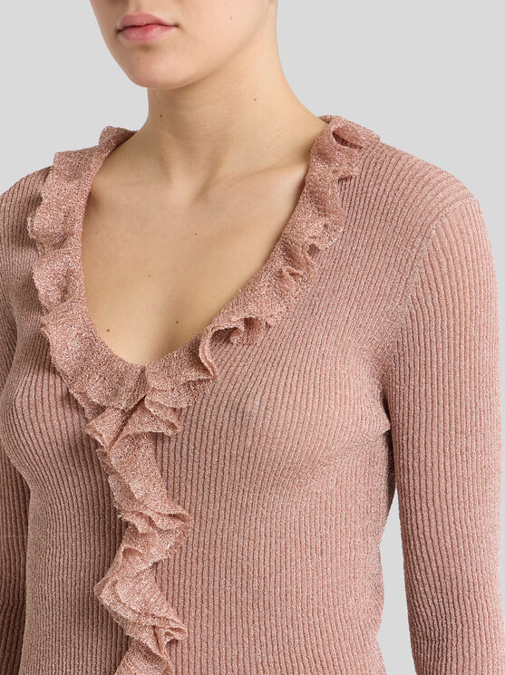 Etro Metallic Top With Flounces In Rosa
