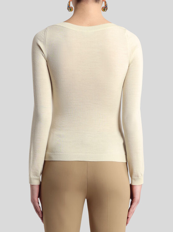Etro Wool-blend Jacquard Sweater In White