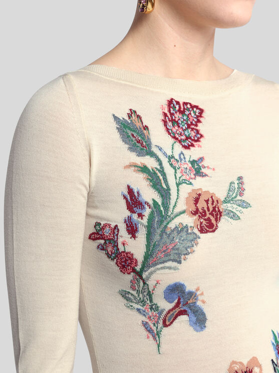 Etro Wool-blend Jacquard Sweater In White