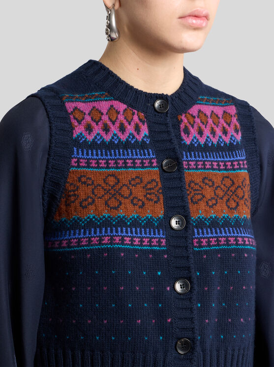 Etro , Wool Jacquard Waistcoat, Woman, Size 48 In Multi