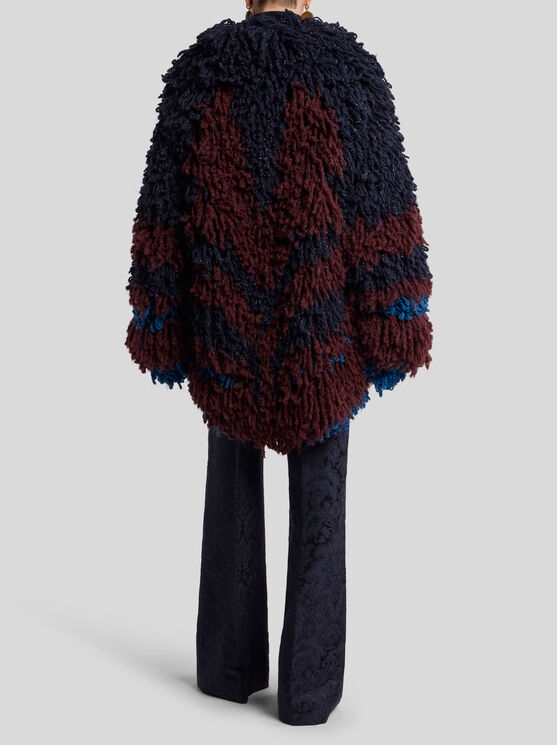 Etro , Wool- And Alpaca-blend Fur-stitch Jacket, Woman, Size 48 In Burgundy