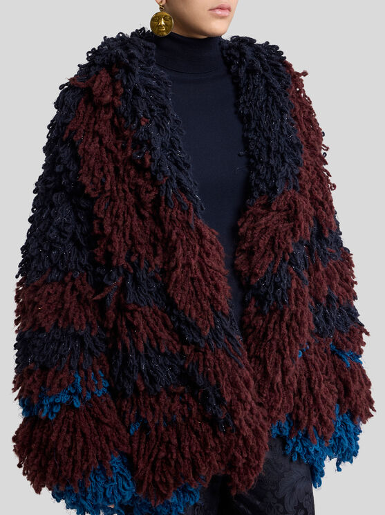 Etro , Wool- And Alpaca-blend Fur-stitch Jacket, Woman, Size 48 In Burgundy