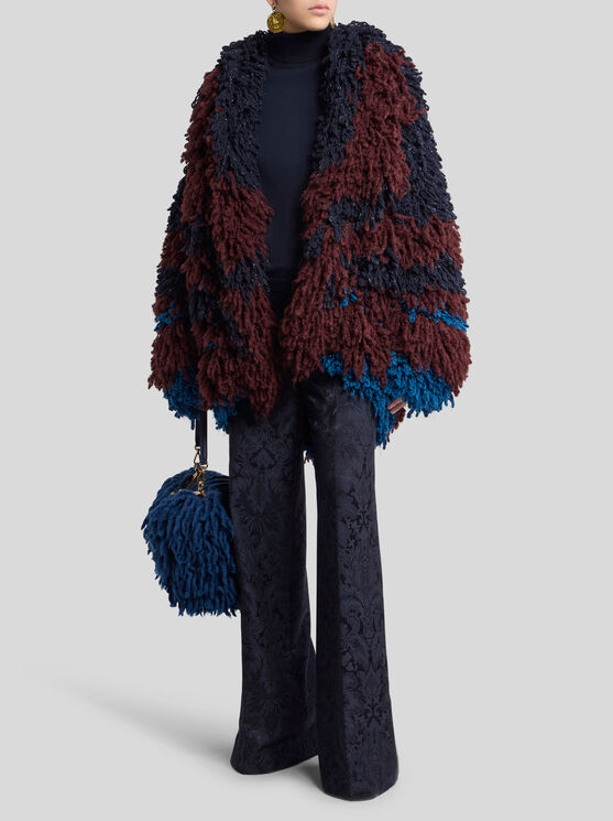 Etro , Wool- And Alpaca-blend Fur-stitch Jacket, Woman, Size 48 In Burgundy