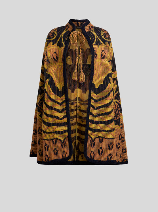 Etro Jacquard-pattern Cape In Brown