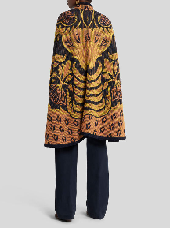 Etro Jacquard-pattern Cape In Brown