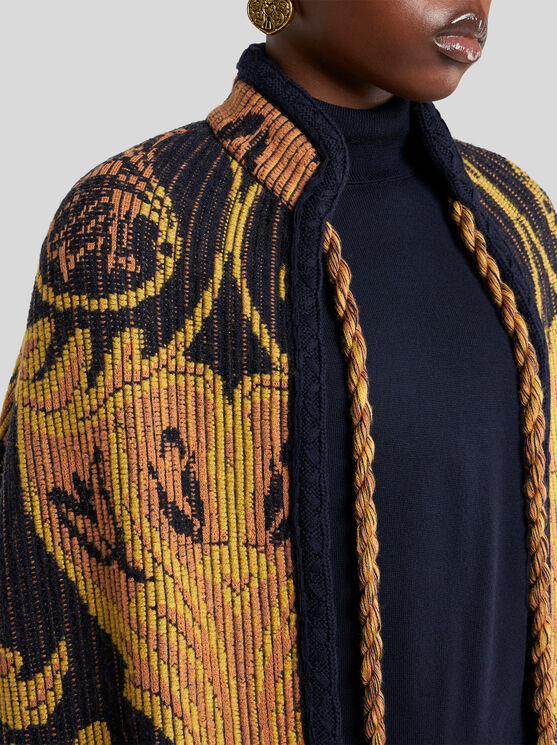 Etro Jacquard-pattern Cape In Brown