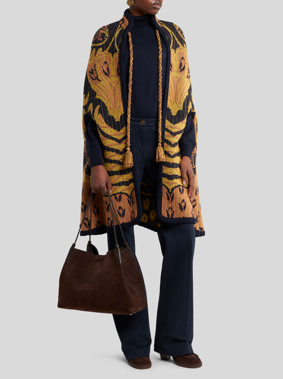 Etro Jacquard-pattern Cape In Brown