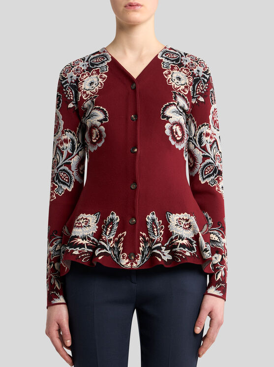 Etro Floral-pattern Flared Cardigan In Multi