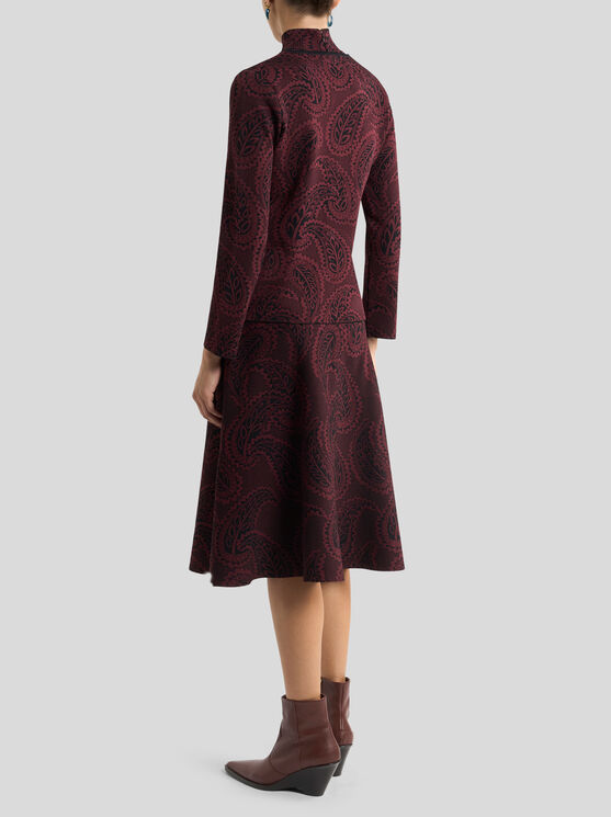 Etro , Jacquard-cardigan Mit Paisley-foliage-motiv, Damen, Bordeaux, Grösse 50 In Burgundy