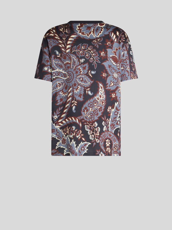 Shop Etro Paisley-t-shirt Aus Baumwolle In Navyblau