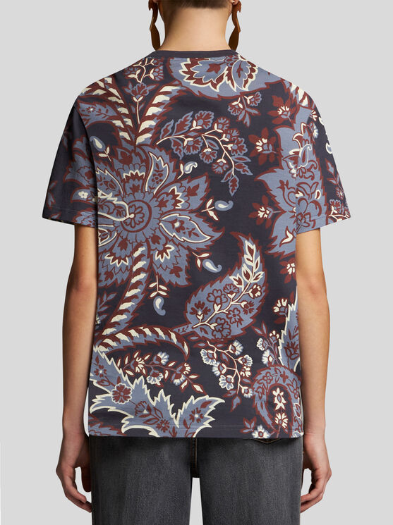 Shop Etro Paisley-t-shirt Aus Baumwolle In Navyblau