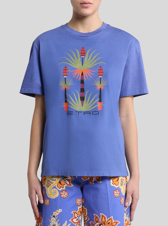 Etro X Agostino Iacurci Palm Tree Print T-shirt In Blau