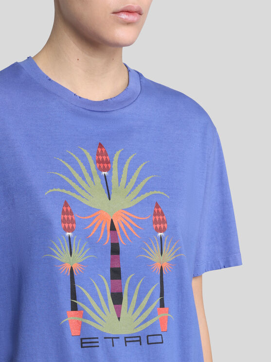 Etro X Agostino Iacurci Palm Tree Print T-shirt In Blau