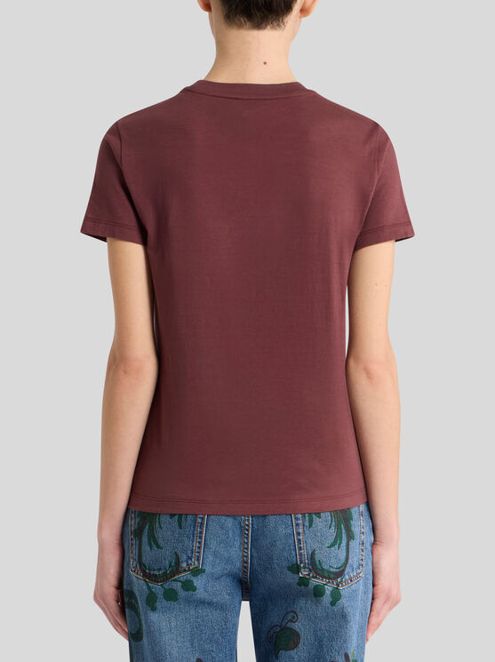 Etro Printed Cotton T-shirt In Burgundy In Burgundy