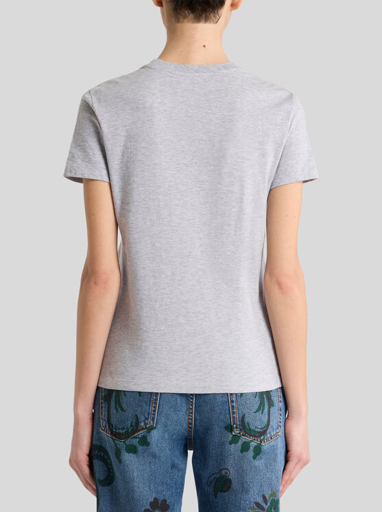 Etro Floral-print T-shirt In Gray