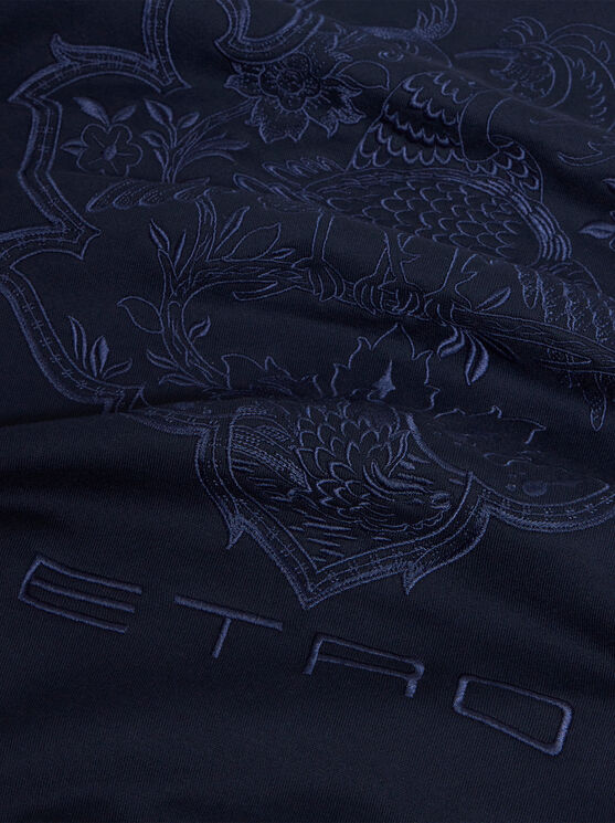 Shop Etro Sweatshirt With Embroidery In Navy Blue