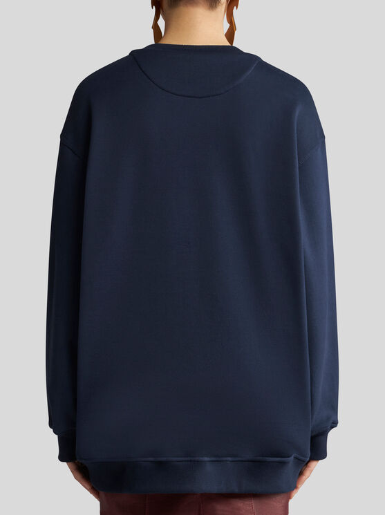 Shop Etro Sweatshirt With Embroidery In Navy Blue