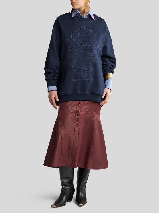 Shop Etro Sweatshirt With Embroidery In Navy Blue