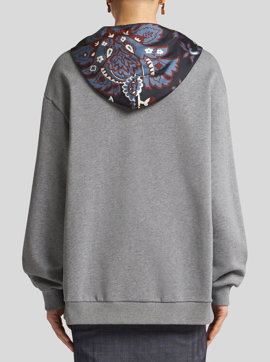 Shop Etro Paisley Hooded Sweatshirt In Grey