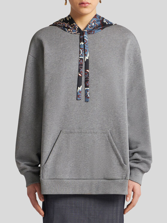 Shop Etro Paisley Hooded Sweatshirt In Grey