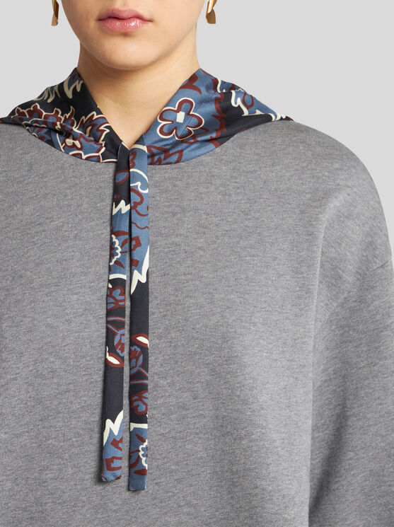 Shop Etro Paisley Hooded Sweatshirt In Grey