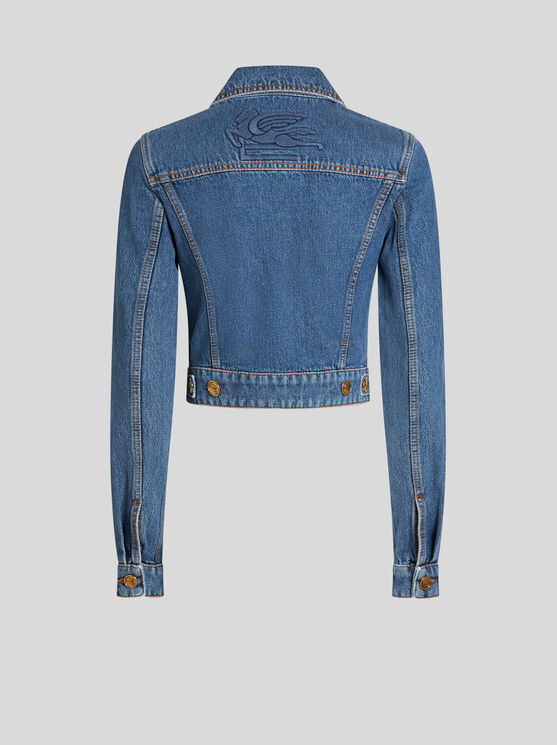 Shop Etro Denim Jacket In Grey