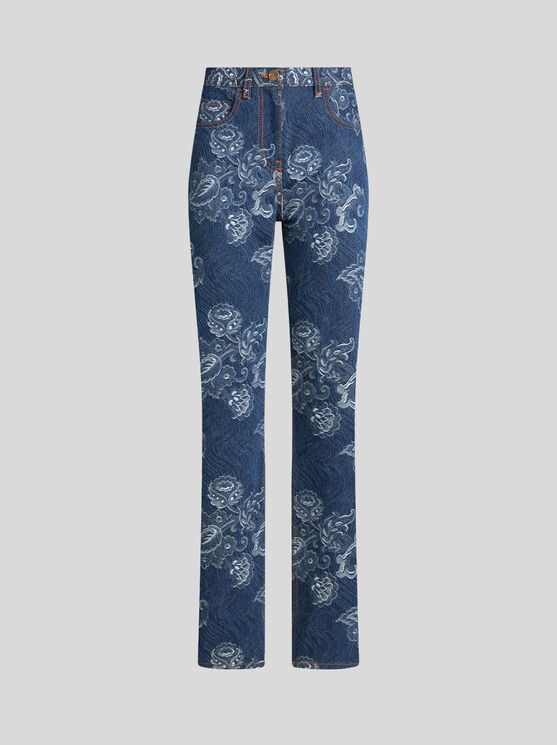 Etro Jeans Im Regular Fit Mit Jacquardmuster In Navyblau