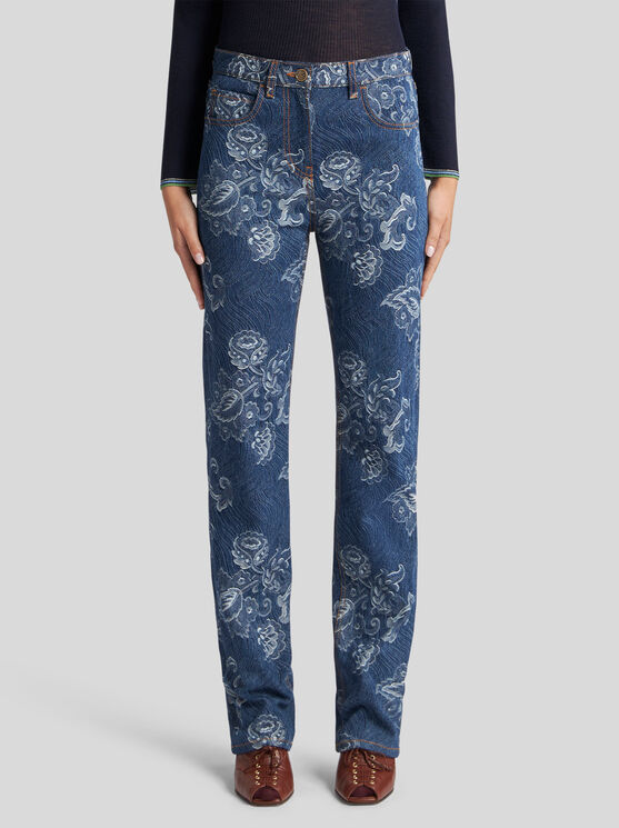 Etro Jeans Im Regular Fit Mit Jacquardmuster In Navyblau