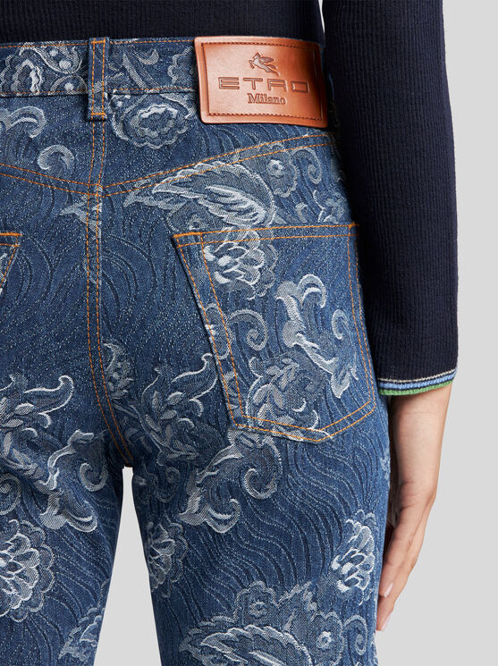 Etro Jeans Im Regular Fit Mit Jacquardmuster In Navyblau