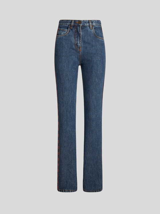 Etro Regular-fit Jeans With Side Band In Navy Blue