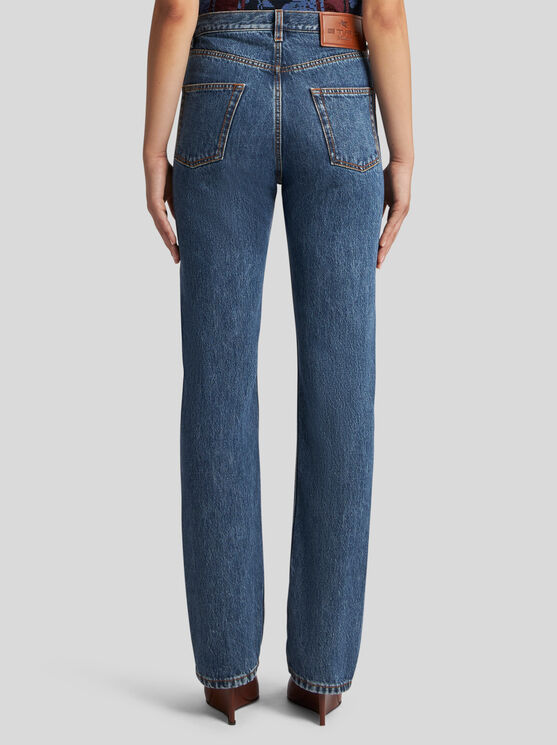 Etro Regular-fit Jeans With Side Band In Navy Blue
