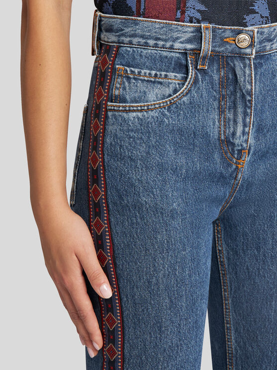 Etro Regular-fit Jeans With Side Band In Navy Blue