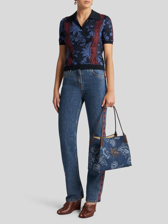 Etro Regular-fit Jeans With Side Band In Navy Blue