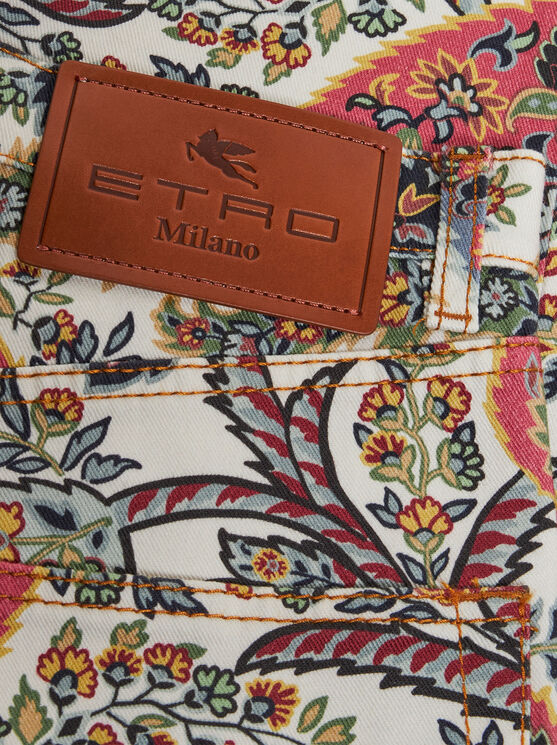 Shop Etro Jeans With Paisley Print In Beige