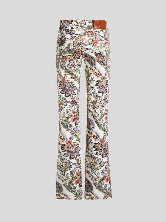 Shop Etro Jeans With Paisley Print In Beige