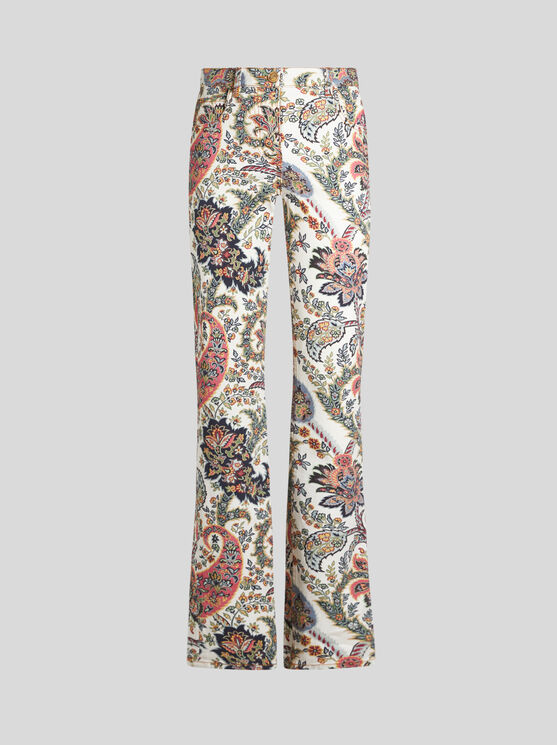 Shop Etro Jeans With Paisley Print In Beige