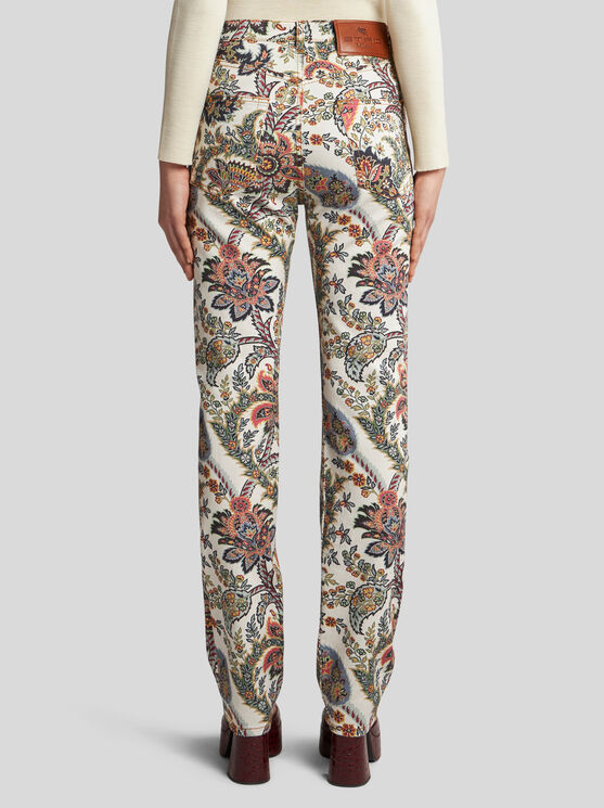 Shop Etro Jeans With Paisley Print In Beige