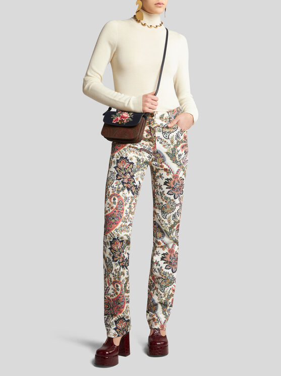 Shop Etro Jeans With Paisley Print In Beige