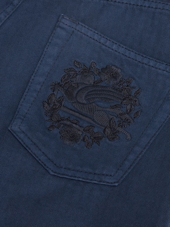 Shop Etro Flared Jeans With Pegaso Buttons In Navy Blue