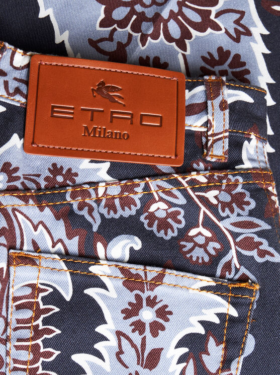 Shop Etro Schlagjeans Mit Paisley-print In Navyblau