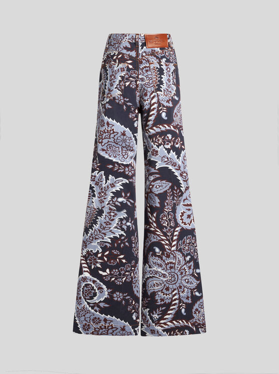 Shop Etro Schlagjeans Mit Paisley-print In Navyblau