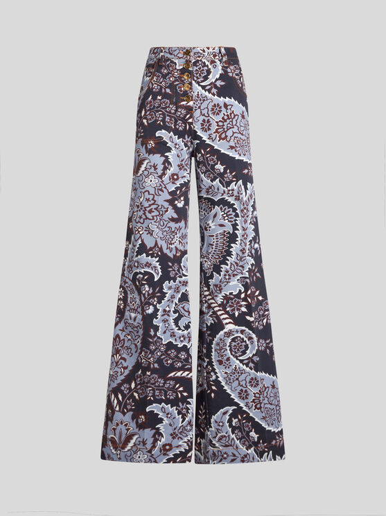 Shop Etro Schlagjeans Mit Paisley-print In Navyblau