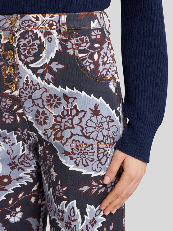 Shop Etro Schlagjeans Mit Paisley-print In Navyblau