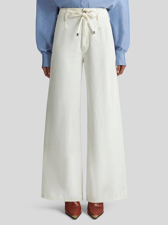 Shop Etro Culotte Jeans With Belt In White