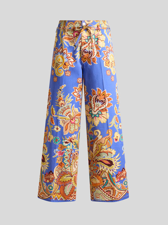 Etro Printed Belted Trousers